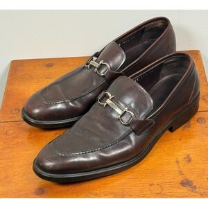 Salvatore Ferragamo Horsebit Leather Loafers Mens 10 D Brown SC SVF79727 Preppy